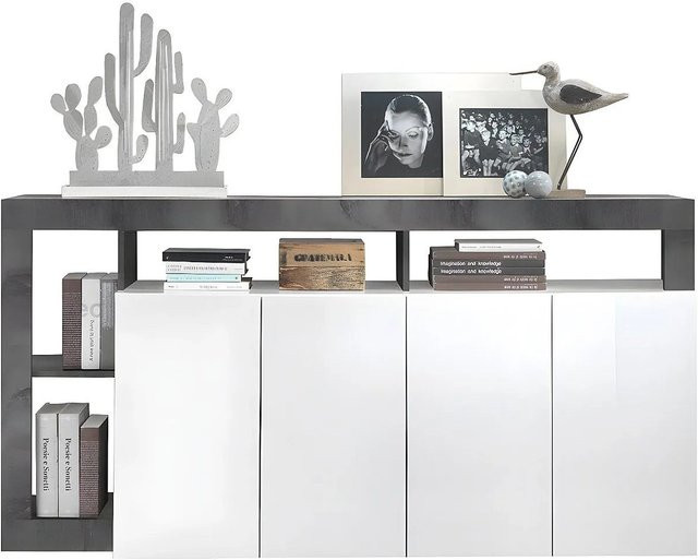 Vente-unique Sideboard Sefro in Grau und Weiß, lackiert, Breite: 184 cm - Bild 1