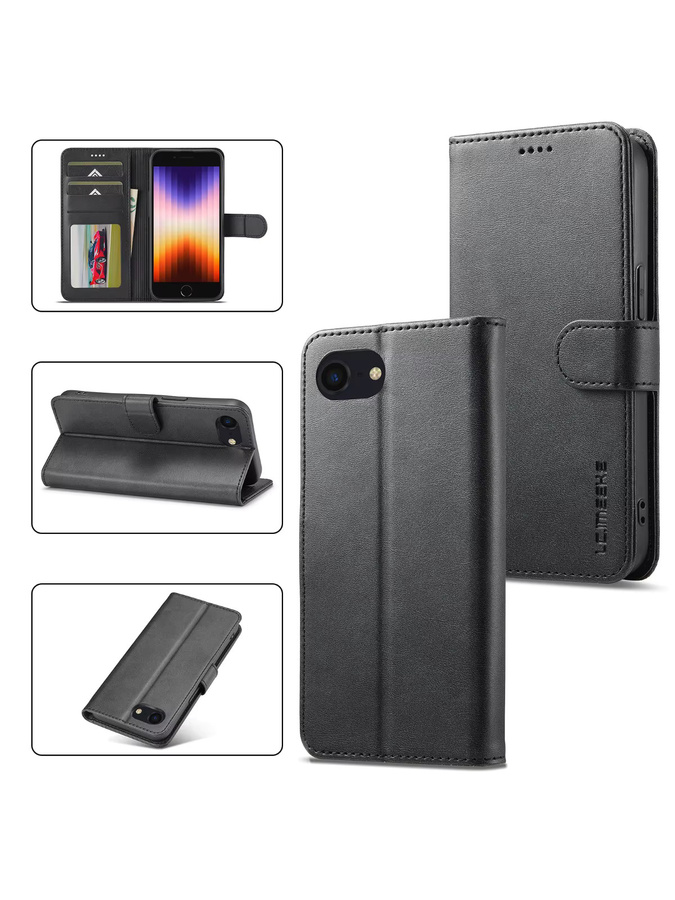 Luxuriöse Flip-Lederhülle für Apple iPhone in Schwarz mit Kartenfächern und Stoßschutz - Bild 7