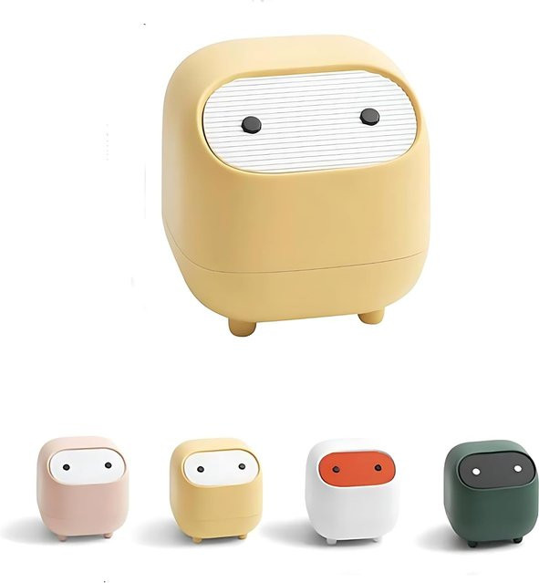 Ninja Mini-Mülleimer mit Deckel aus Kunststoff in Grün für Schreibtisch und Badezimmer - Bild 1