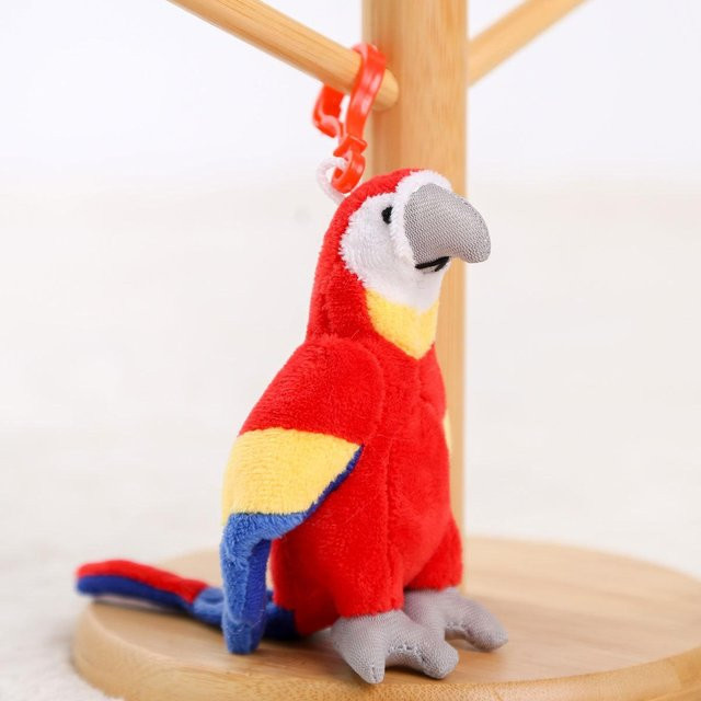 Papagei Puppe Anhänger, Plüschtier, Rot, 11cm - Bild 1