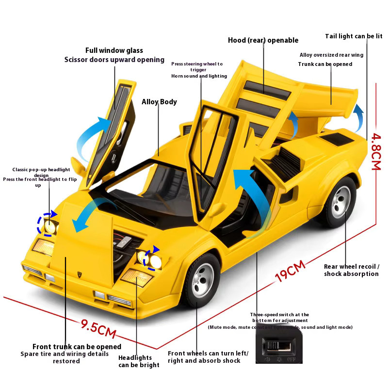 Maisto LP500S Legierungsmodellspielzeug, 1:24, Gelb, Metall - Bild 2