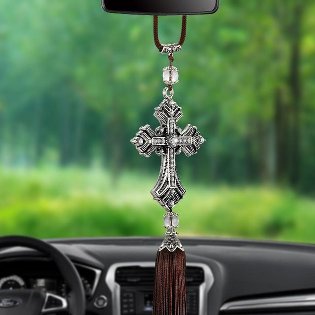 Anhänger Kreuz Jesus, Metall und Kristall, Unisex - Bild 1