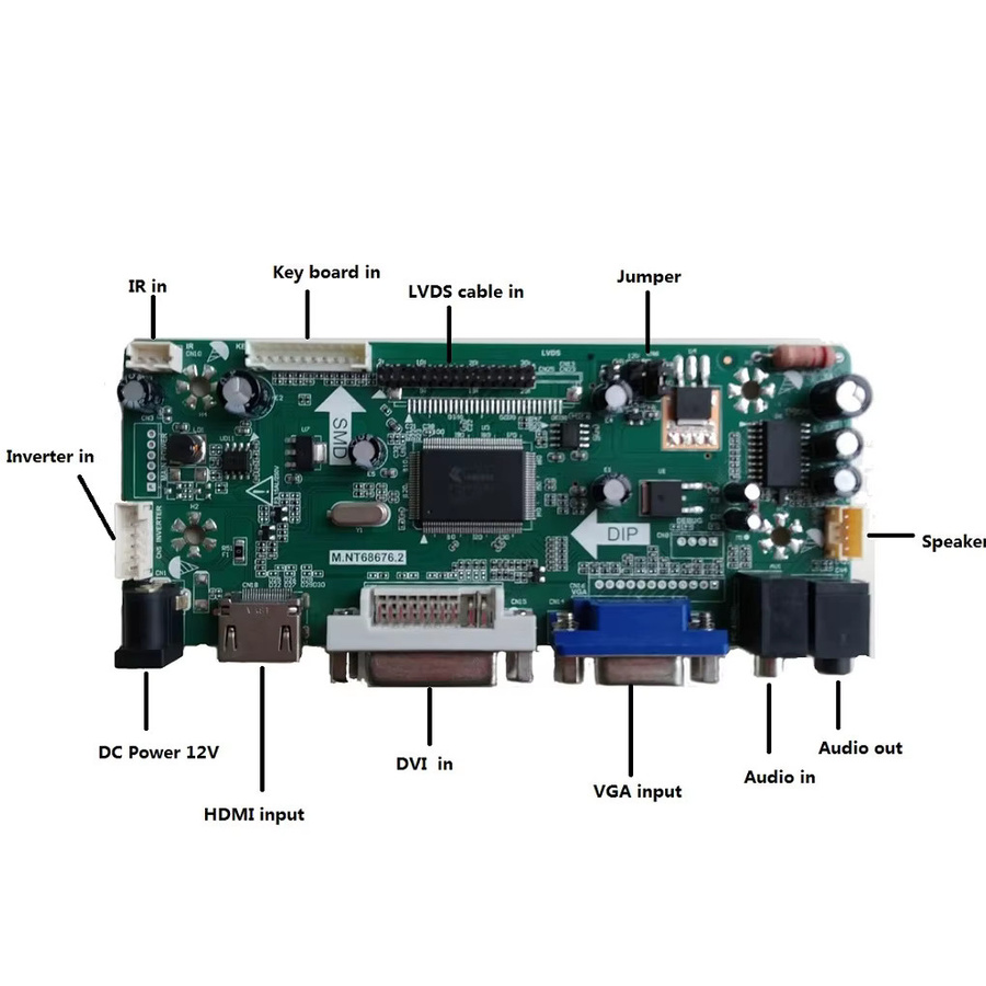 OPLY Controller Board Kit für LED M200RW01 V6 LCD Display 20 Zoll mit HDMI, DVI, VGA und Audio, Auflösung 1600 x 900, Farbe Grün - Bild 3