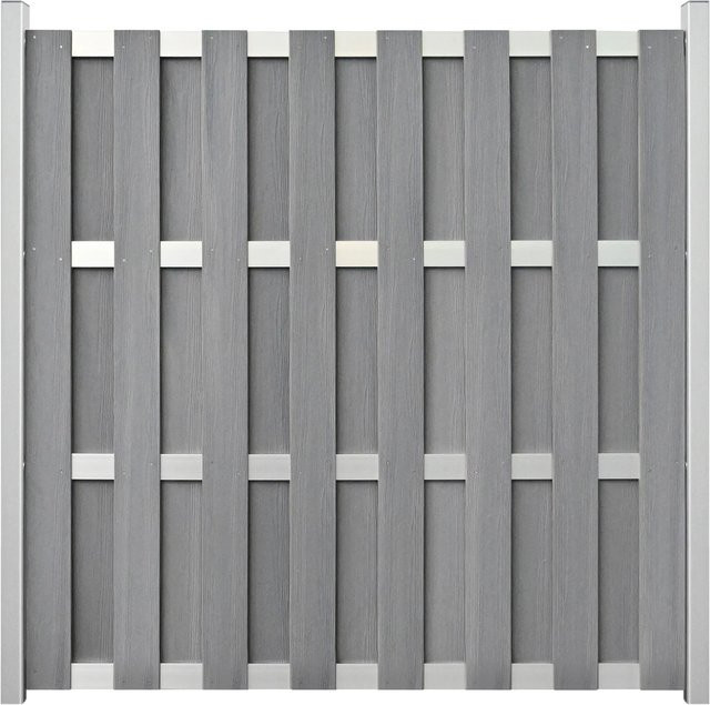 GroJa Fertigzaun Quadratisch in Steingrau mit Bretterzaunoptik B/H: 180 x 180 cm - Bild 1