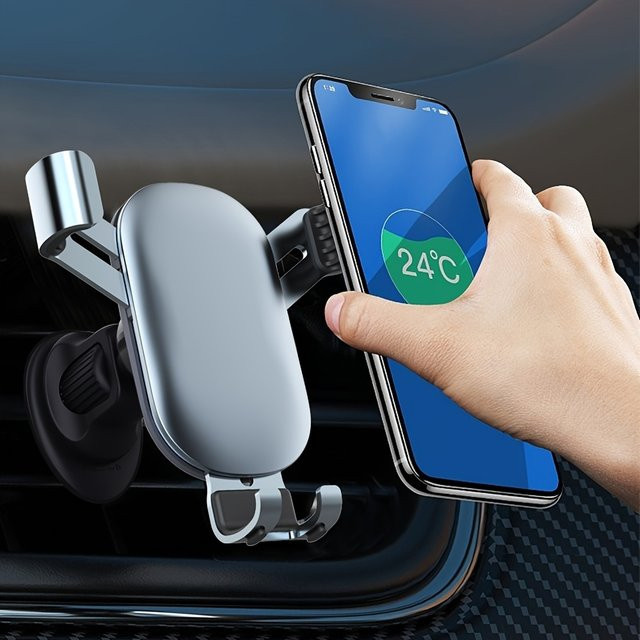 Stabile Schwerkraft-Handyhalterung aus Anti-Shake-Legierung für das Auto, verstellbarer Trendhalter in Silber und Grau - Bild 1