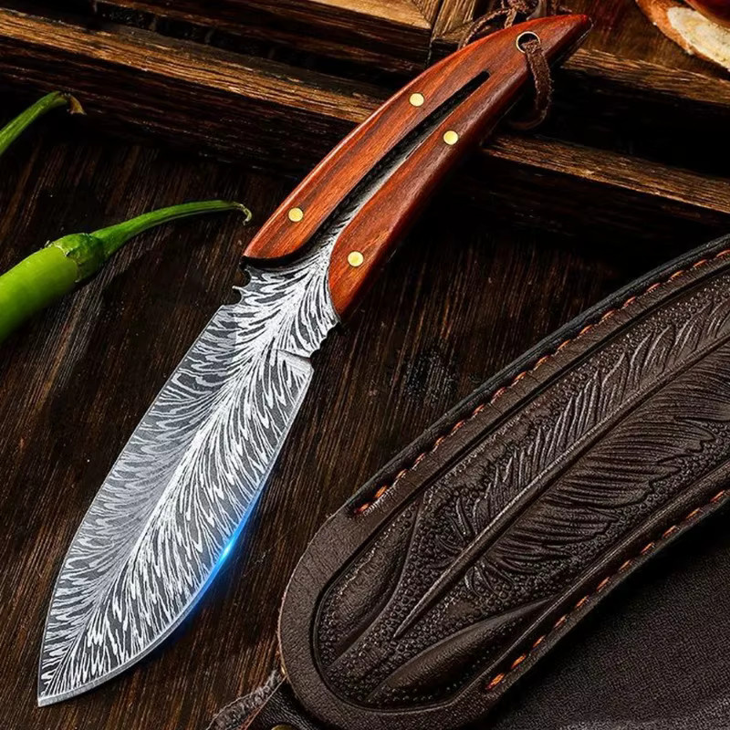 GuanQi Geschmiedetes Ausbeinmesser mit Holster und Holzgriff zum Schneiden von Fleisch - Bild 3