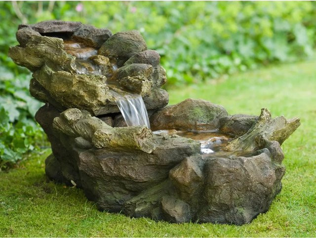 Acqua Arte Wasserspiel Aspen Mini-Wasserfall mit LED Beleuchtung aus Polyresin H 105 x B 50 x T 50 cm - Bild 1