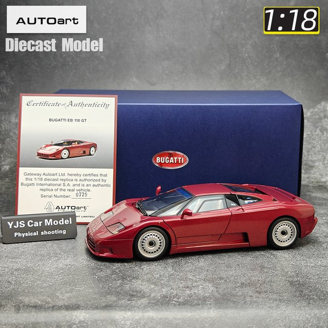 Autoart Bugatti EB110 GT, Druckgussmodell, 1:18, Metall, Grau, Rot - Bild 1