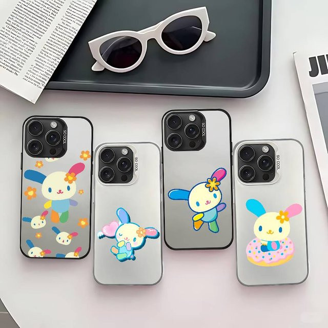 U-Usahana Kawaii Handyhülle für iPhone 17 16 15 14 13 12 11 Pro Max X XS XR in Silber mit stoßfestem IMD-Design - Bild 1