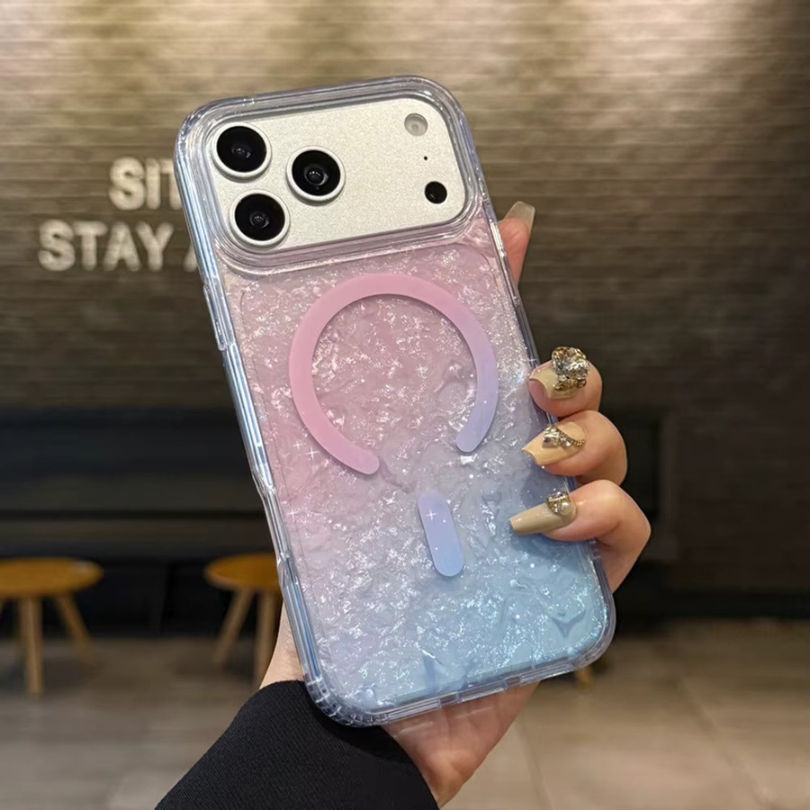 lolozzx MagSafe Handyhülle mit Glitzer-Wellen und Farbverlauf, Transparent Multicolour für iPhone 17 16 15 Pro Max 14 Plus Air 17e 16e - Bild 1