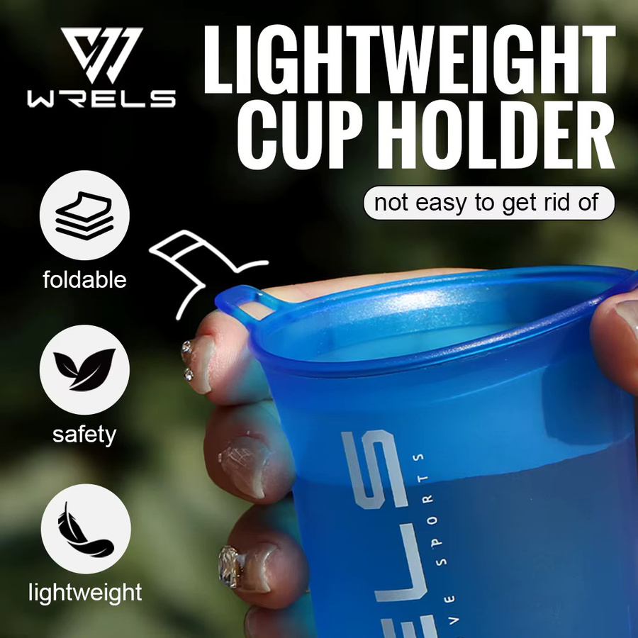 WRELS faltbarer Sport-Wasserbecher aus Silikon, 200 ml, weiß-blau - Bild 3