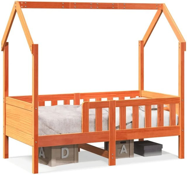 vidaXL Kinderbett Hausbett aus massivem Kiefernholz in Wachsbraun, B/T/H: 160 x 80 x 85,5 cm - Bild 1