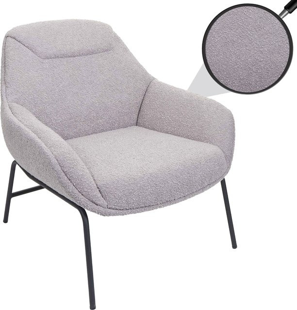 MCW Lounge-Sessel J77 in Hellgrau mit Bouclé-Stoff und Metallgestell - Bild 1