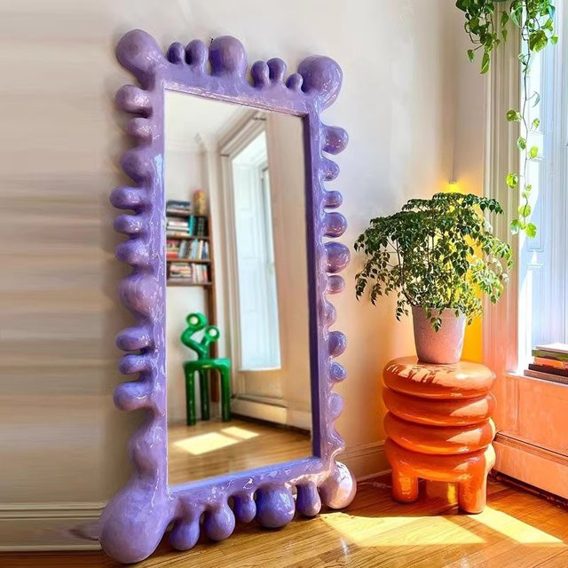 DUTRIEUX Ganzkörperspiegel Nordic Design in Lila, moderner Standspiegel für Schlafzimmer und Flur - Bild 1