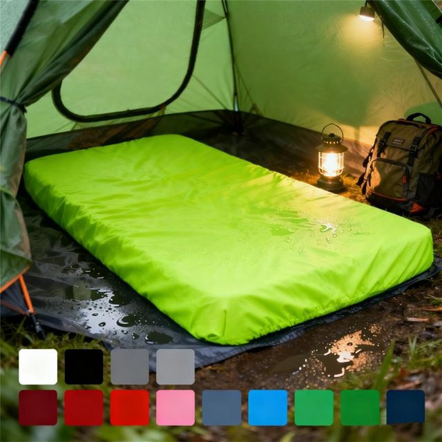 Wasserdichte und feuchtigkeitsbeständige Campingmatratze als Spannbettlaken von Big C Home Decor in Grün, B/T: 150 x 200 cm, Höhe: 30 cm - Bild 1
