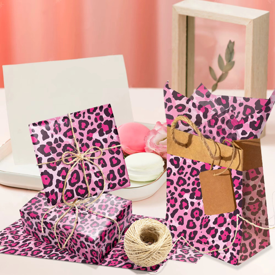 Rosa Seidenpapier mit Leopard-Print für deine Geburtstags-, Hochzeits- oder Partydekoration (20 oder 50 Stück) - Bild 2