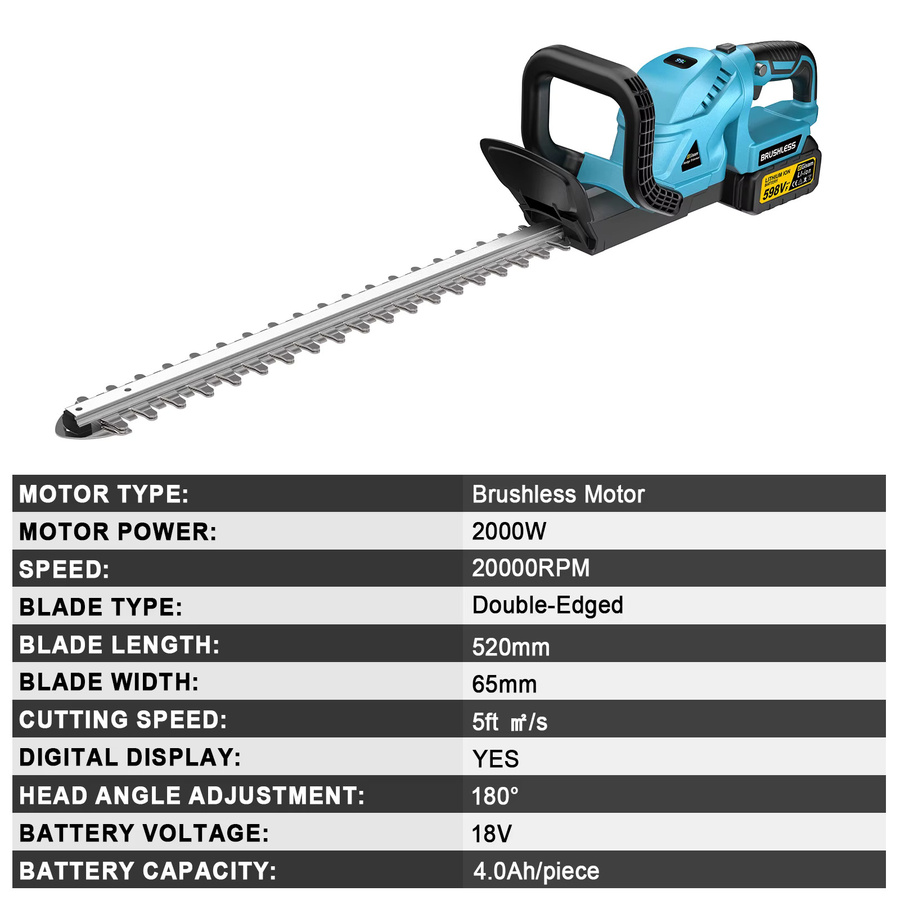 Gisam Bürstenloser elektrischer Heckenschneider und Trimmer für Makita LXT 18V Akku, Blau - Bild 8