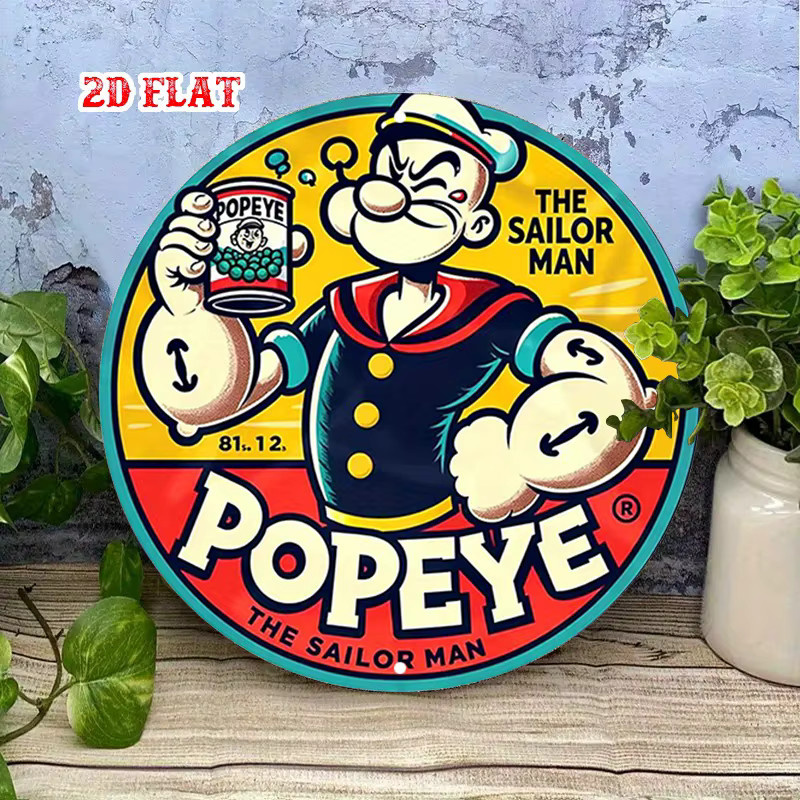 Potdemiel Retro Popeye Animationsschild aus Metall, rund, multicolour, Durchmesser: 19,99 cm - Bild 3