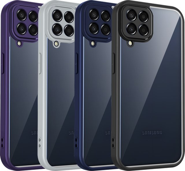 Samsung Galaxy A12 F12 M12 Handyhülle mit Luftpolster und Silikon Bumper in Transparent und Schwarz - Bild 1