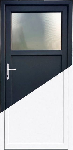 Premium Kunststoff-Nebeneingangstür SMK 510 PANTO mit Glaseinsatz in Anthrazit-Weiß, B: 98 cm, H: 198 cm, DIN Links - Bild 1