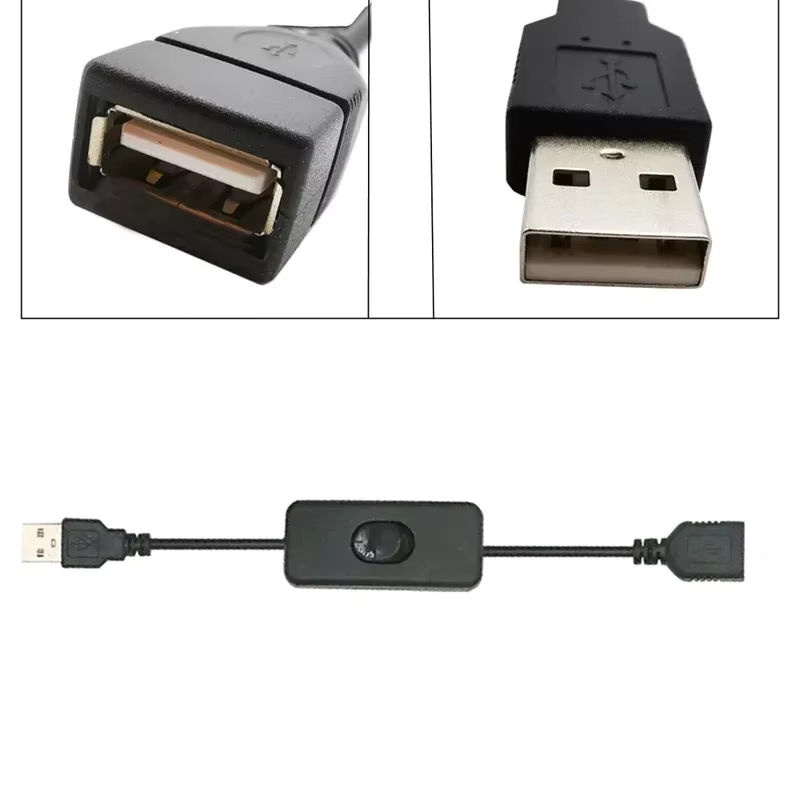 2-teiliges USB-Schalterkabel Set mit EIN/AUS-Funktion in Schwarz für USB-Lampen, Lüfter und LED-Headsets mit USB-A und USB-C Anschlüssen - Bild 4