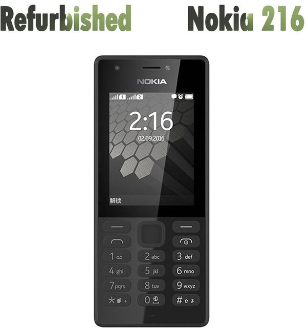 Generalüberholtes Nokia 216 Mobiltelefon in Schwarz mit Dual SIM und Ladegerät - Bild 1