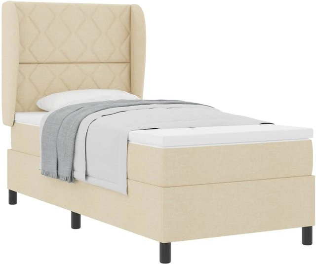 vidaXL Boxspringbett mit Matratze in Beige, Stoff, B/T/H: 100 x 200 x 128 cm - Bild 1