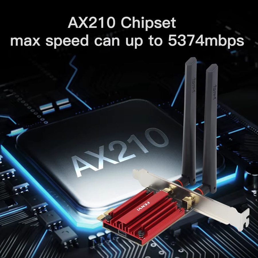 Fenvi Wi-Fi 6E AX210 PCIe Netzwerkkarte mit Tri-Band 2,4 GHz/5 GHz/6 GHz und Bluetooth 5,3 für Windows - Bild 2