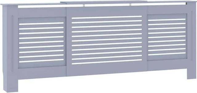 vidaXL Heizkörperverkleidung aus MDF in Grau mit modernem Lattenrost-Design, Höhe: 142 cm, Breite: 81,5 cm, Tiefe: 20,5 cm - Bild 1
