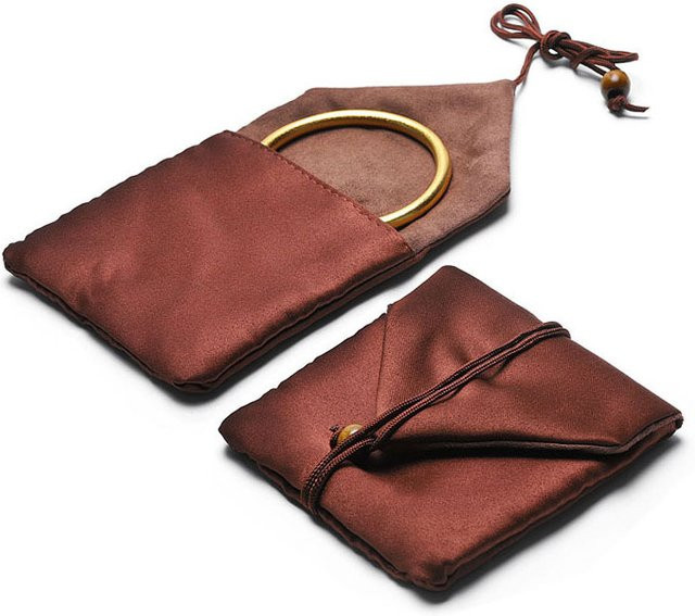 Yidensy Schmuckbeutel Satin-Seide, braun, 9,5 cm, Unisex - Bild 1