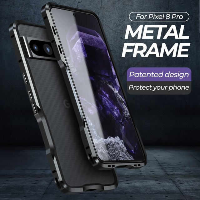 Luxus Aluminium Bumper Schutzhülle für Google Pixel 8 Pro und Pixel 8 mit Kameraobjektiv-Schutz in Schwarz oder Rot - Bild 1