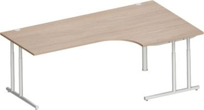 Schäfer Shop Select Winkelschreibtisch COMBITEC mit C-Fuß, 90° Winkel rechts, Eiche/weißalu, B: 200 cm, T: 120/80 cm, H: 67,7-81,7 cm - Bild 1