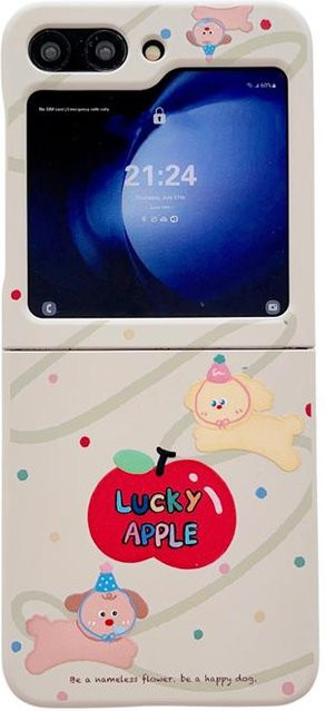 Stoßfeste Samsung Galaxy Z Flip 3 4 5 6 Hülle mit niedlichem Hunde-Armband in Transparent und Weiß - Bild 1