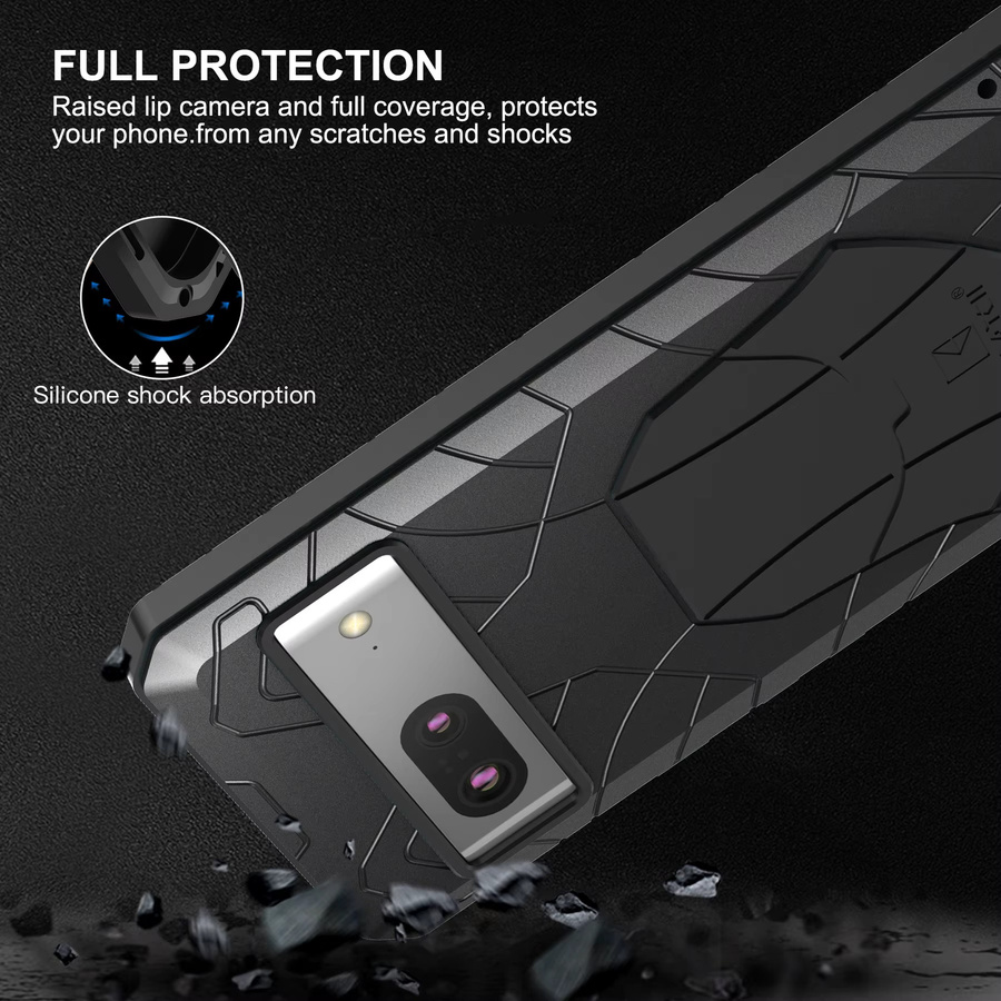 Imatch Armor Handyhülle für Google Pixel 7 6 5 Pro 7A 6A 5A in Schwarz und Gold mit robustem Militärschutz aus Silikon - Bild 2