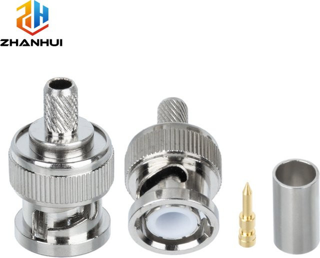 5/10 Sets BNC-Stecker Crimpverbinder RG58 Koaxialkabel-Stecker für CCTV-Kamera und Kommunikationsadapter in Silber - Bild 1