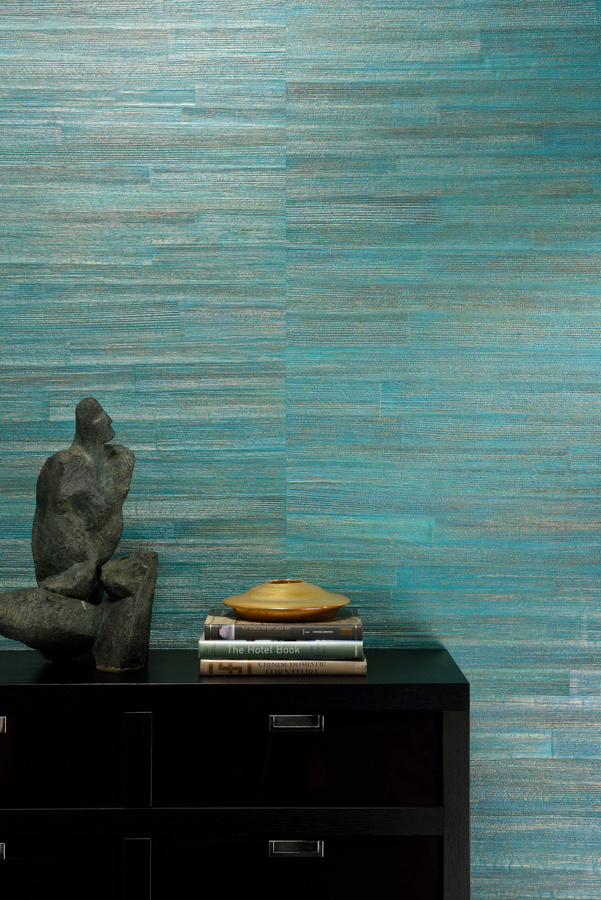 Arte International Tapete Camago in Turquoise mit Naturmotiv und moderner Textiloptik - Bild 1