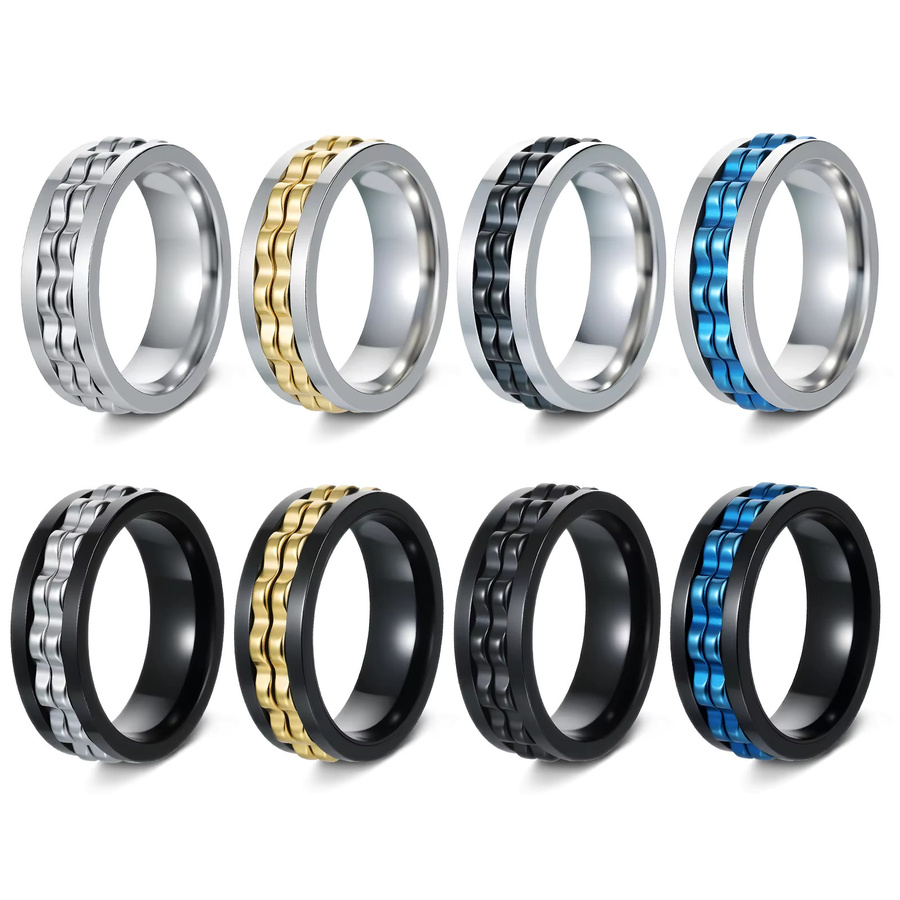 Kissmoon Anti-Stress-Ring Edelstahl, Silber, Punk, Unisex - Bild 4