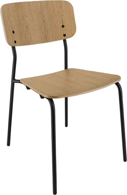 PULSIVA Holzstuhl Kantino im 4er Pack, Sitz Eiche und Gestell Schwarz, B/T/H: 46 x 52 x 78 cm - Bild 1