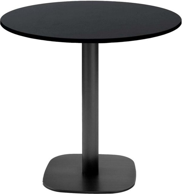 RestooTab Tisch Round rund in Schwarz mit Stein- und Holzdekor, H: 75 cm, Ø: 70 cm - Bild 1