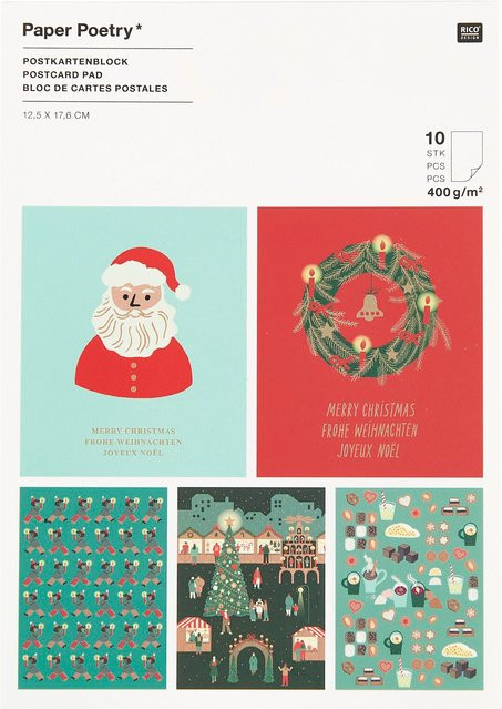 Rico Design Paper Poetry Postkartenblock Weihnachtsmarkt mit 10 Stück - Bild 1