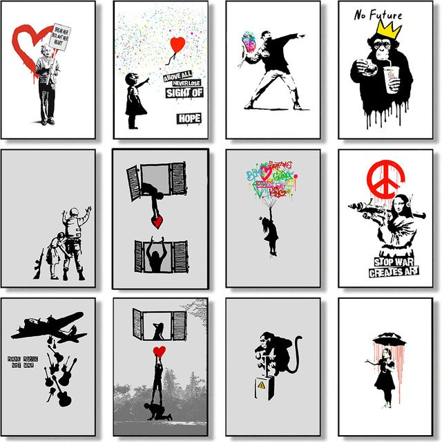 Banksy Moderne Graffiti-Kunst Leinwand als Wandkunst im Street Pop Stil - Bild 1