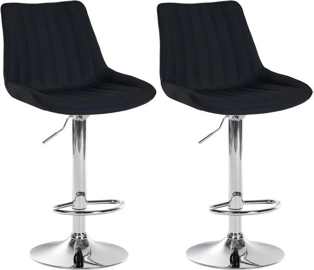 DELUKE Barhocker RIO 2er Set Schwarz Stoff mit Chromgestell und Lehne - Bild 1