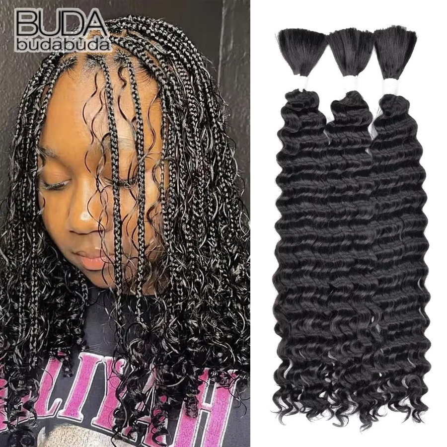 Deep Wave Bulk Braiding Hair, synthetisch, 20 Zoll, vogefärbt - Bild 3