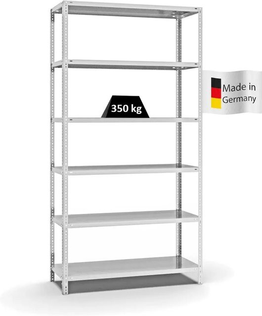 PROREGAL Heavy-Duty Fachbodenregal mit Schraubsystem, Lichtgrau, H x B x T: 250 x 130 x 50 cm, 6 Ebenen, beidseitig nutzbar - Bild 1