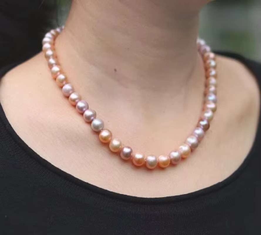 Perlenkette Akoya, Lavendel-Lila-Rosa, 14K Gelbgold-Verschluss, 45,72 cm - Bild 4