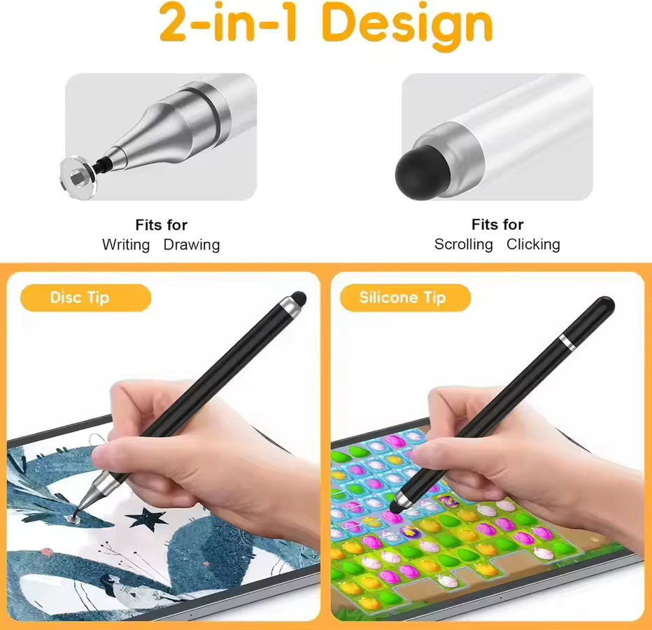 4er Pack Kapazitiver Stylus Stift für Touchscreens, Tablet und Smartphone, kompatibel mit iPad, iPhone, Samsung und Android, Farbe: Schwarz - Bild 2