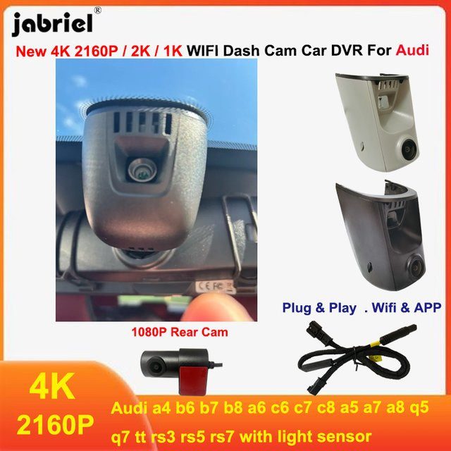 Jabriel 4K UHD Dash Cam mit Wifi und Lichtsensor für Audi A4 A5 A6 A7 A8 Q5 Q7 TT RS3 RS5 RS7 C6 C7 C8 B6 B7 (2013-2021) - Bild 1