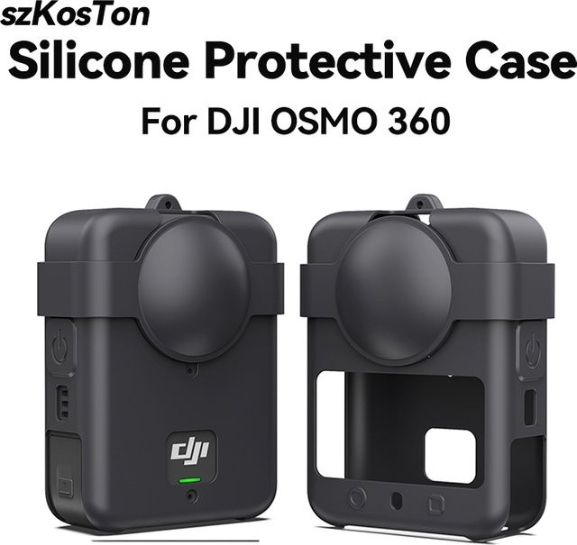 DJI OSMO 360 Silikon-Schutzhülle mit Trageband und Objektivdeckel in Schwarz - Bild 1