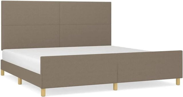 vidaXL Bettgestell mit Kopfteil in Taupe aus Stoff und Holz, B/T/H: 200 x 200 x 206 cm - Bild 1