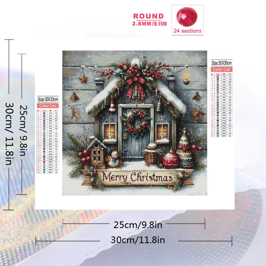 EverShine Diamantmalerei DIY Mosaik Set mit Winterlandschaft und Haus in Mehrfarbig, Durchmesser: 20 cm - Bild 2